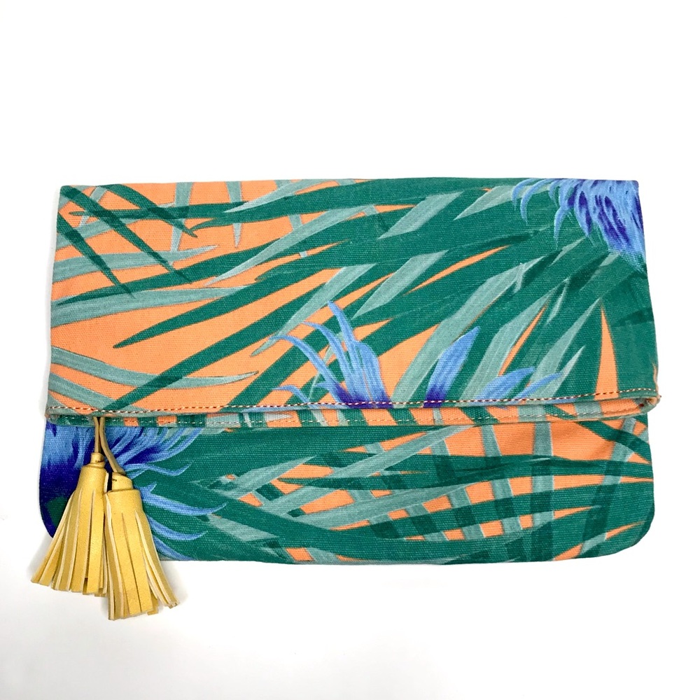 Kimchi Blue Zip & Fold Clutch Tropical Palm Print